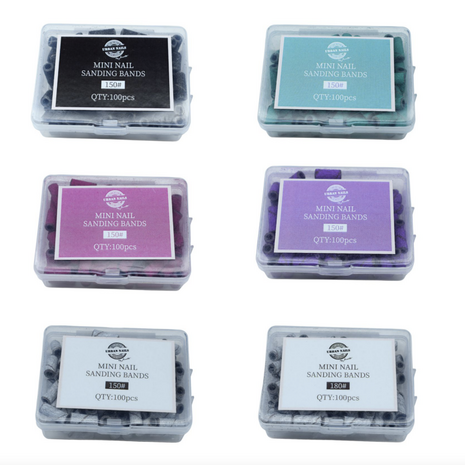 Mini mandrel sanding bands &mdash; zwart 150 grit